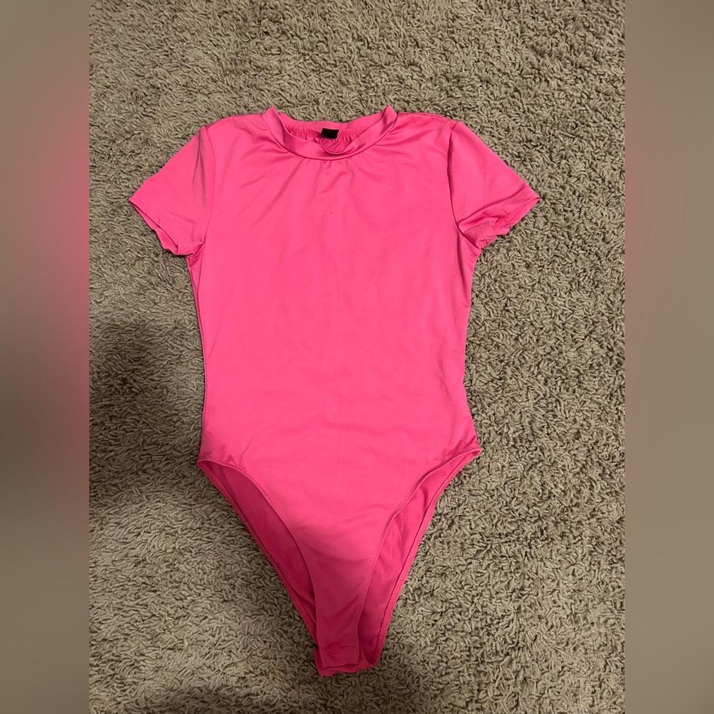 pink shein body suit